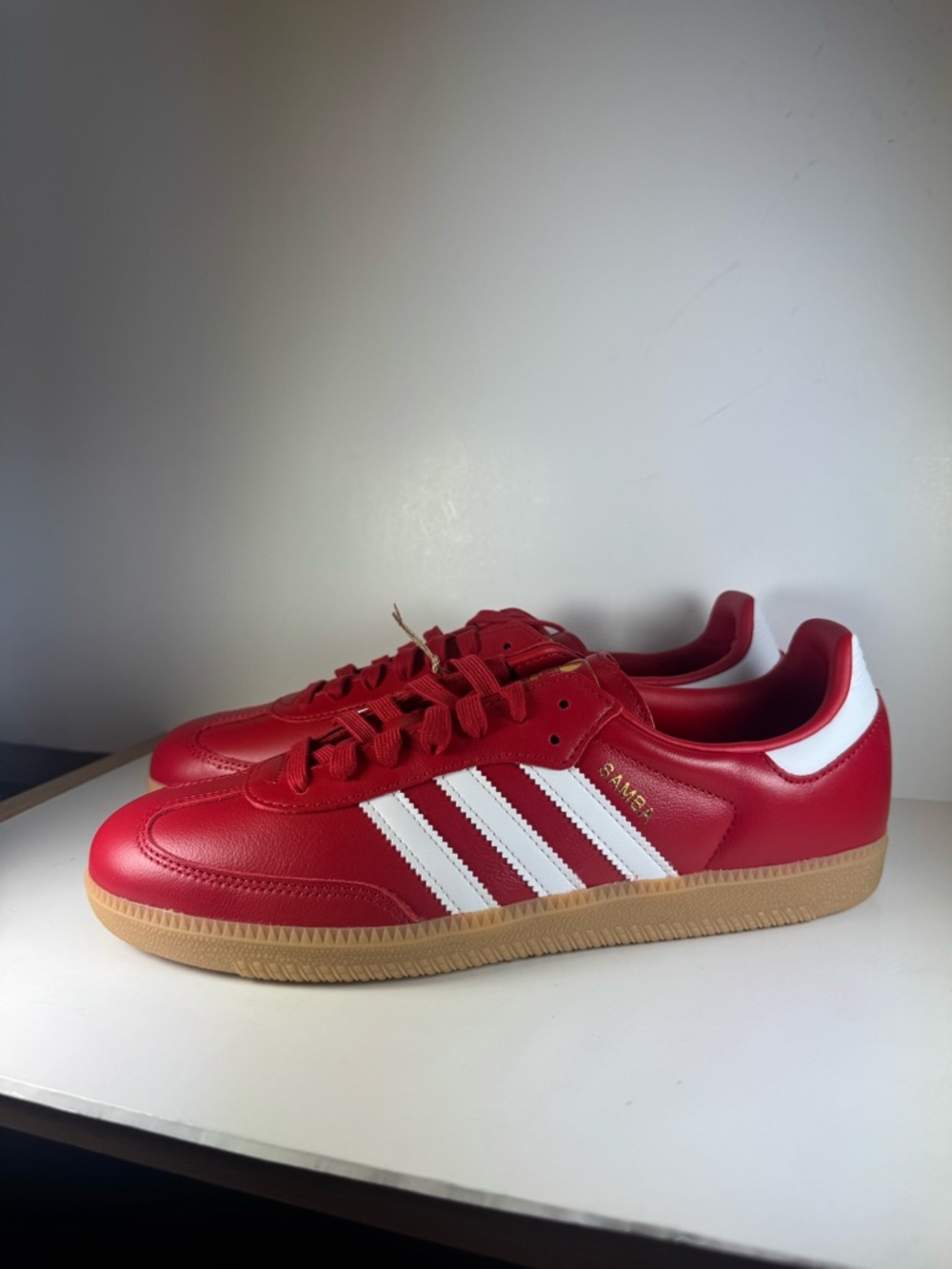 Adidas Samba OG Leather Sneakers - Scarlet Red/White/Gum Men’s Size 9.5-11